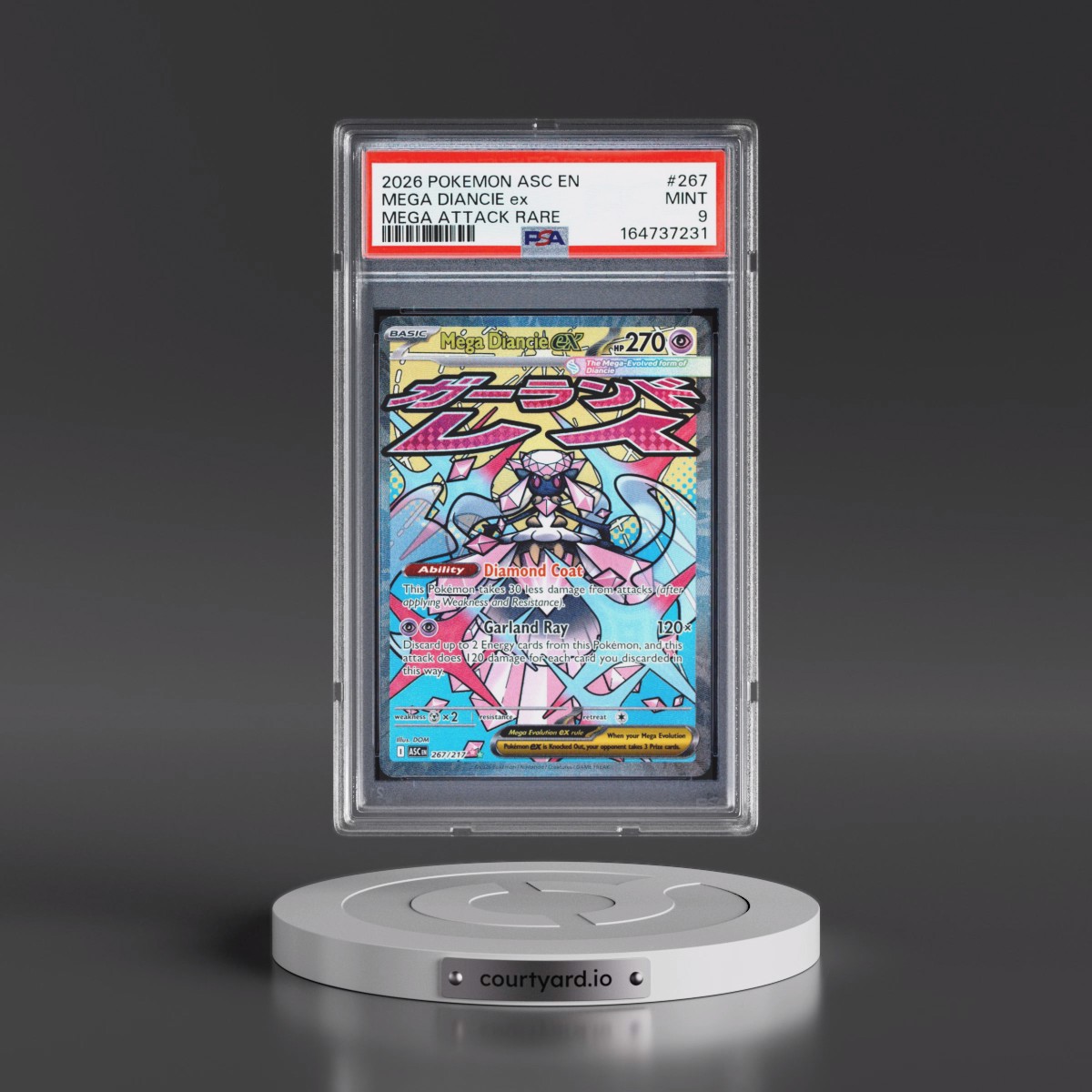 2026 Pokémon Asc EN-Ascended Heroes #267 Mega Diancie EX - Holo Mega Attack Rare (PSA 9 MINT)