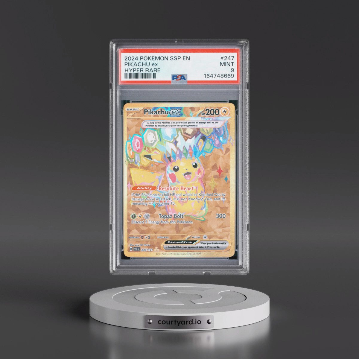 2024 Pokémon Ssp EN-Surging Sparks Pikachu EX - Holo Hyper Rare #247 PSA 9
