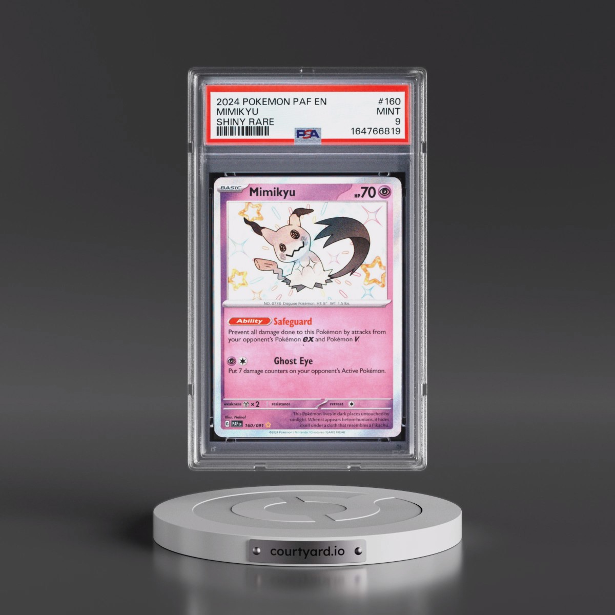 2024 Pokémon Paf EN-Paldean Fates Mimikyu - Shiny Rare #160 PSA 9