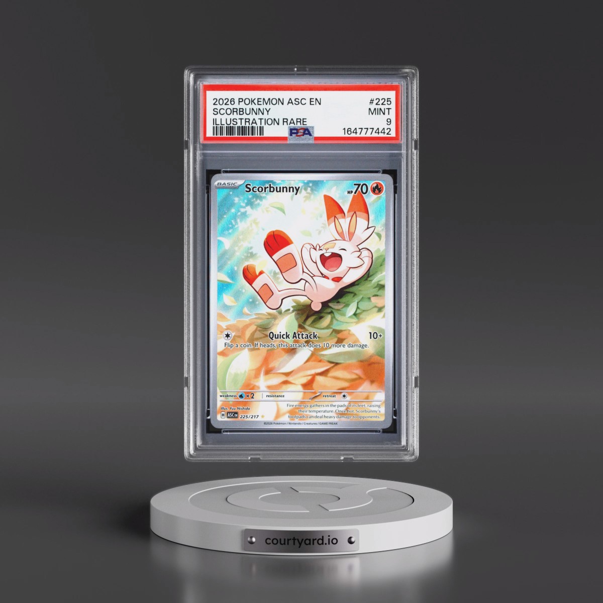 2026 Pokémon Asc EN-Ascended Heroes #225 Scorbunny - Illustration Rare (PSA 9 MINT)