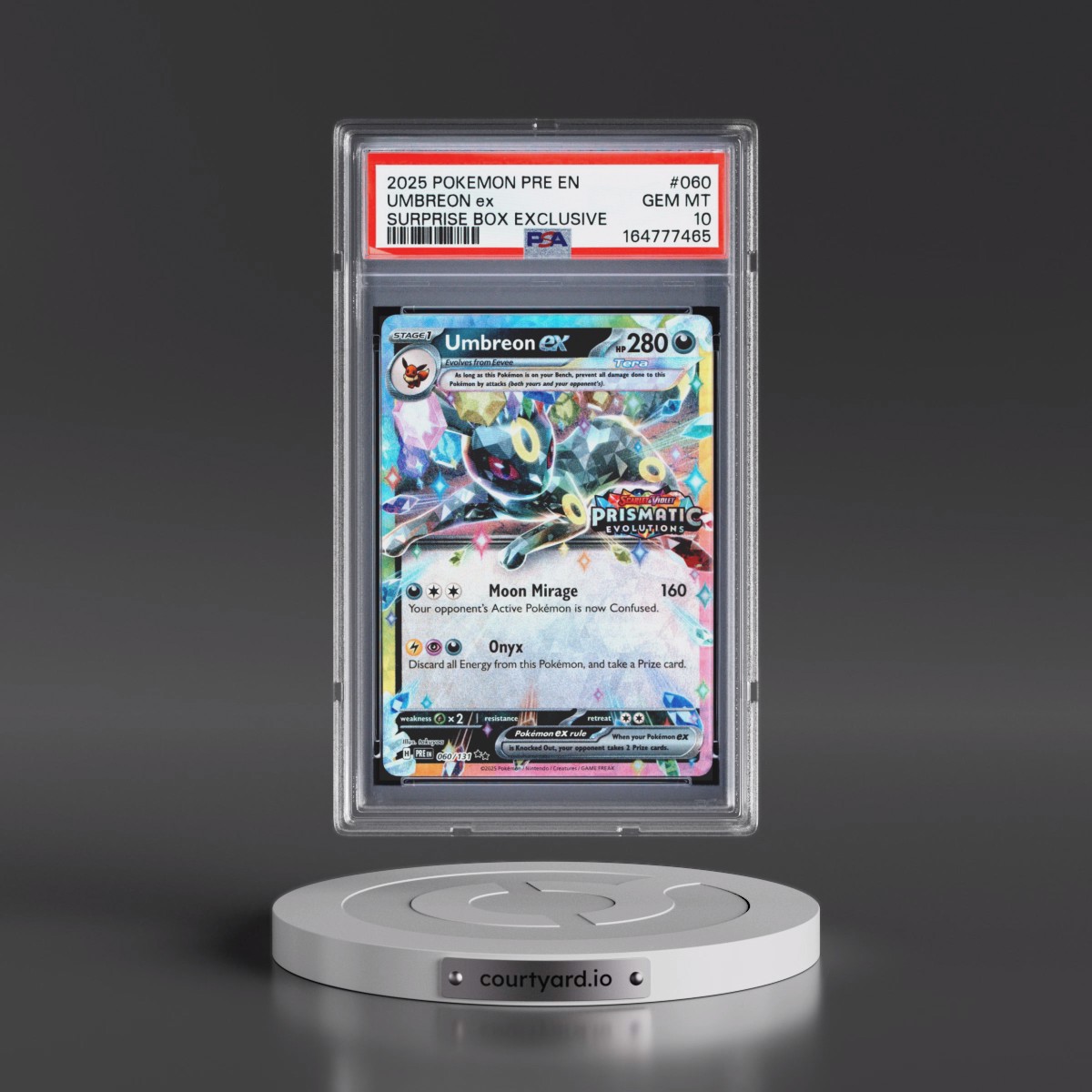 2025 Pokémon Pre EN-Prismatic Evolutions #060 Umbreon EX - Holo Surprise Box Exclusive (PSA 10 GEM MINT)