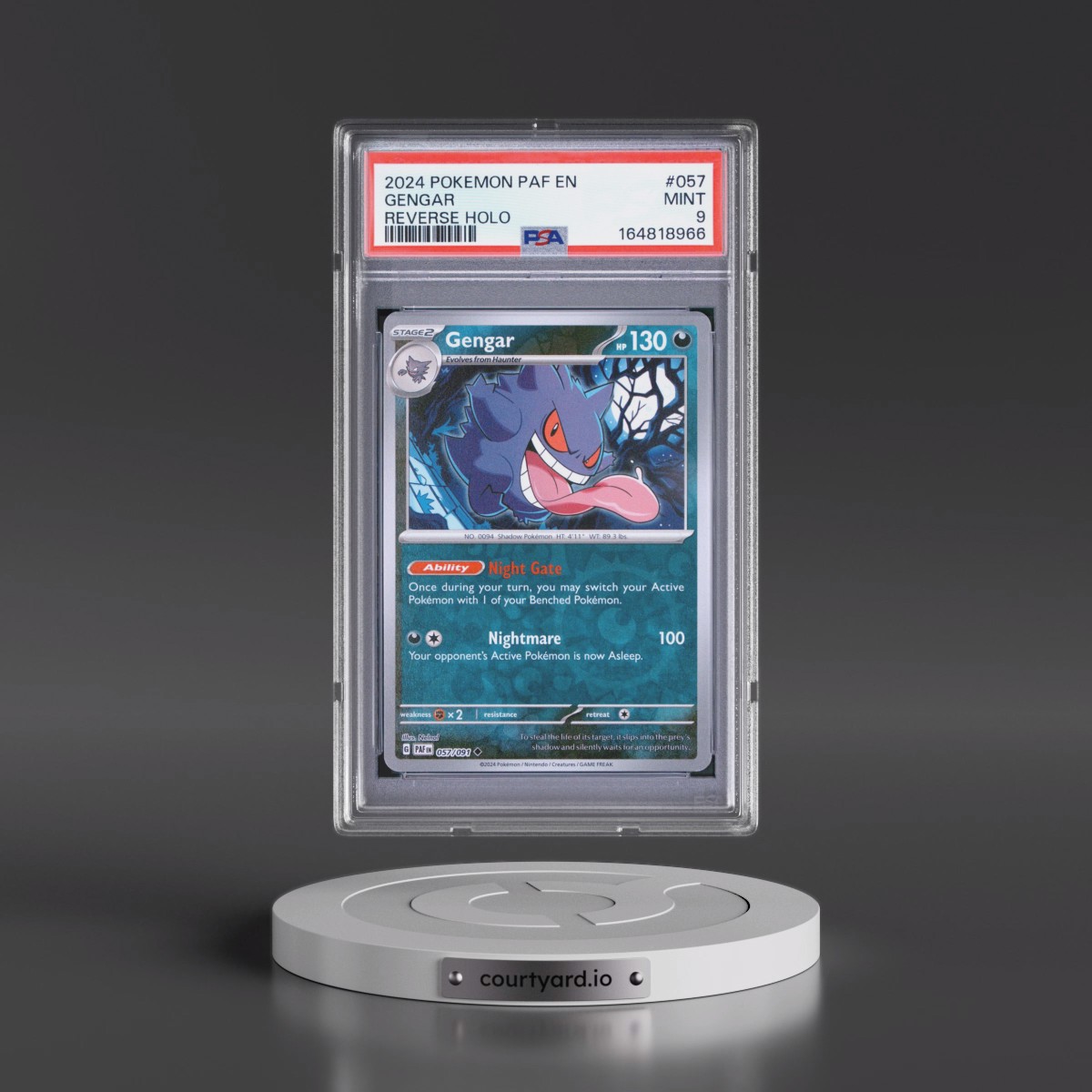 2024 Pokémon Paf EN-Paldean Fates #057 Gengar - Reverse Holo (PSA 9 MINT)