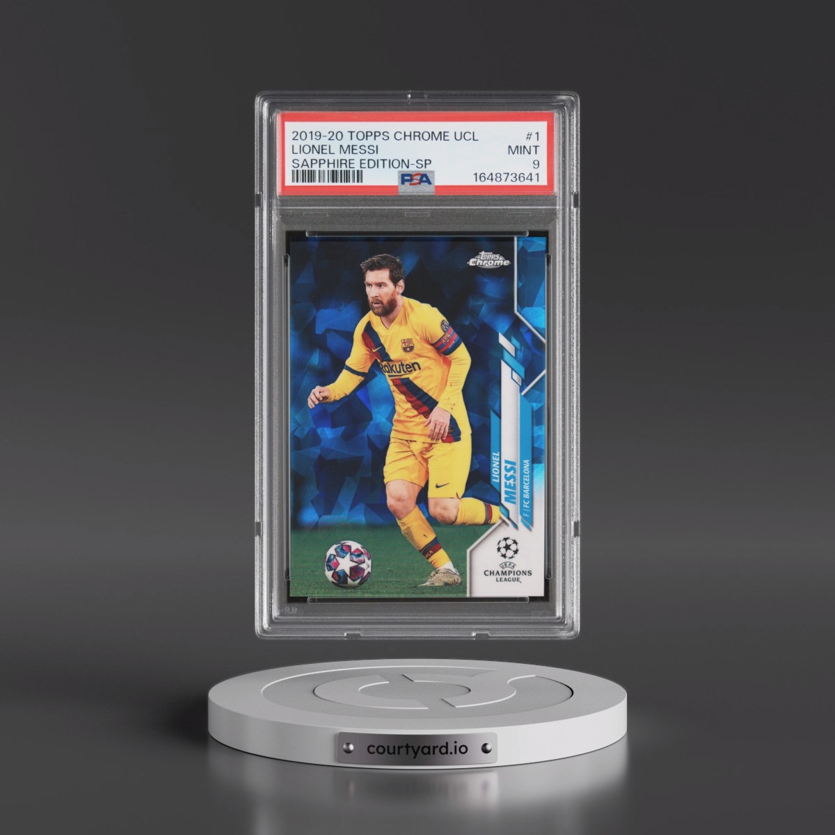 2019 Topps Chrome UEFA Champions League Sapphire Edition Lionel Messi - SP #1 PSA 9