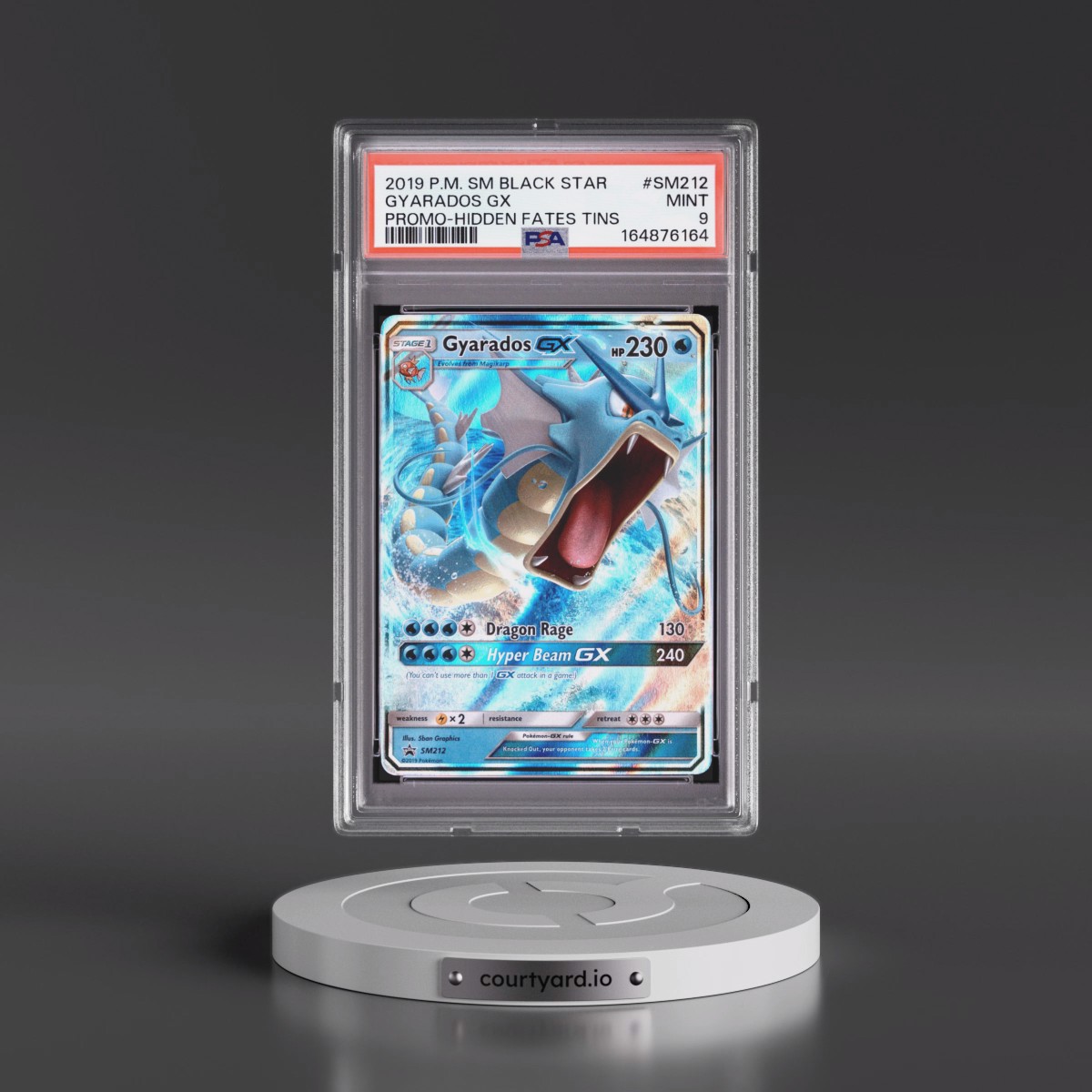 2019 Pokémon SM Black Star Promo #SM212 Gyarados GX - Holo Hidden Fates Tins (PSA 9 MINT)