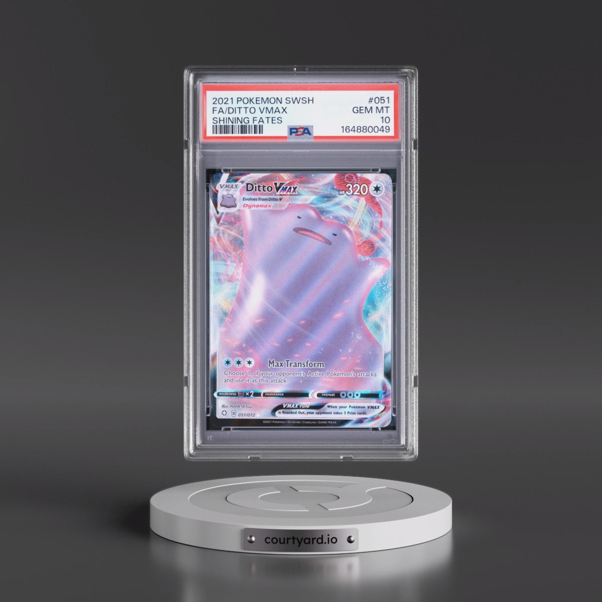 2021 Pokémon Sword & Shield Shining Fates Ditto Vmax - Full Art #051 PSA 10