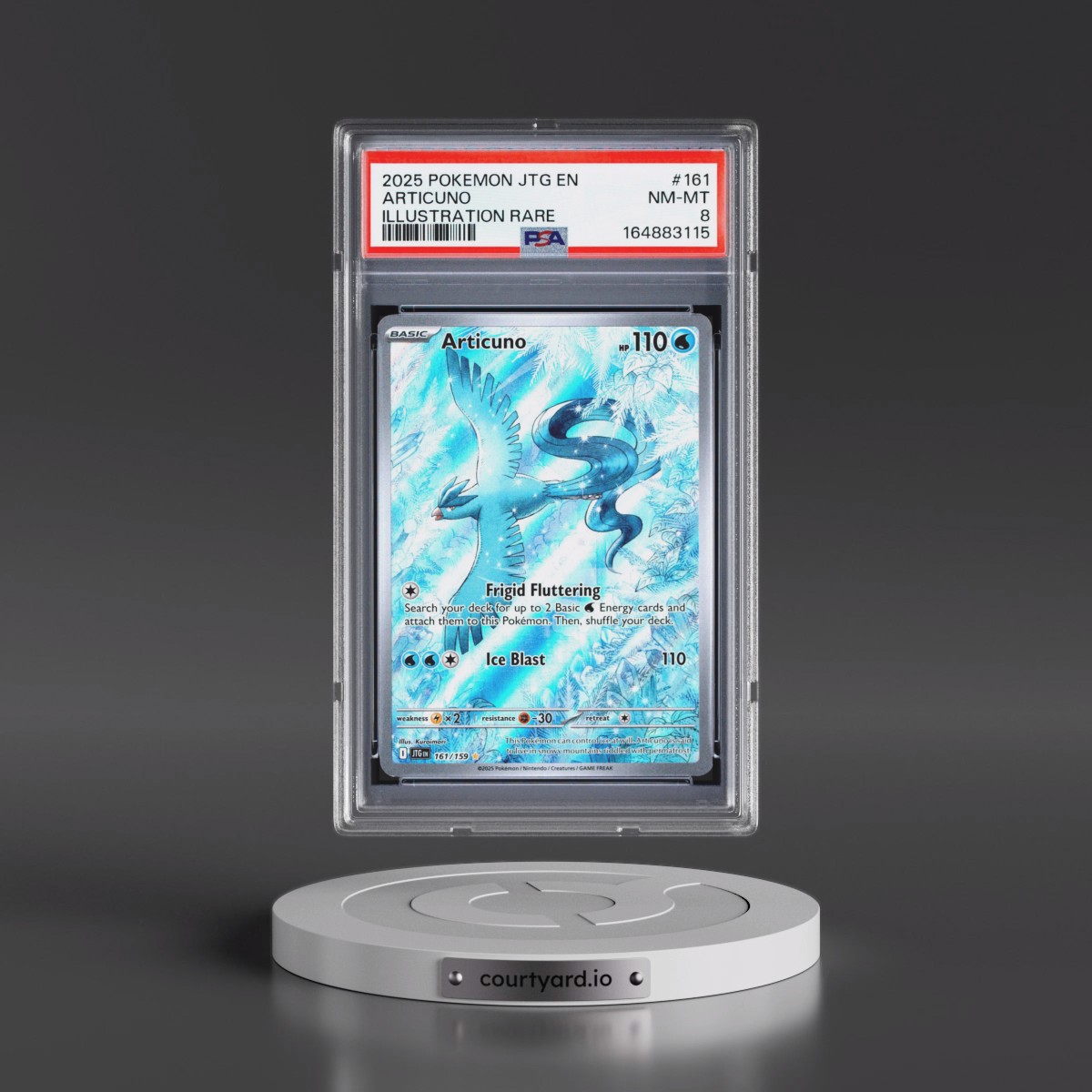 2025 Pokémon Jtg EN-Journey Together #161 Articuno - Illustration Rare (PSA 8 NM-MT)