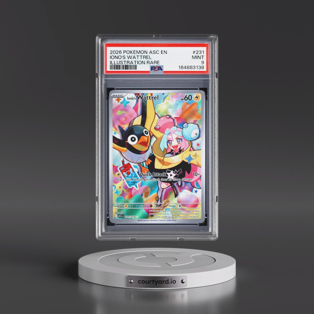 2026 Pokémon Asc EN-Ascended Heroes #231 Iono's Wattrel - Illustration Rare (PSA 9 MINT)