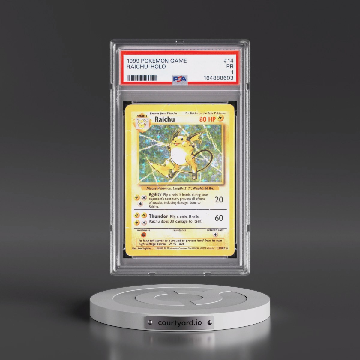 1999 Pokémon Game #14 Raichu - Holo (PSA 1 PR)