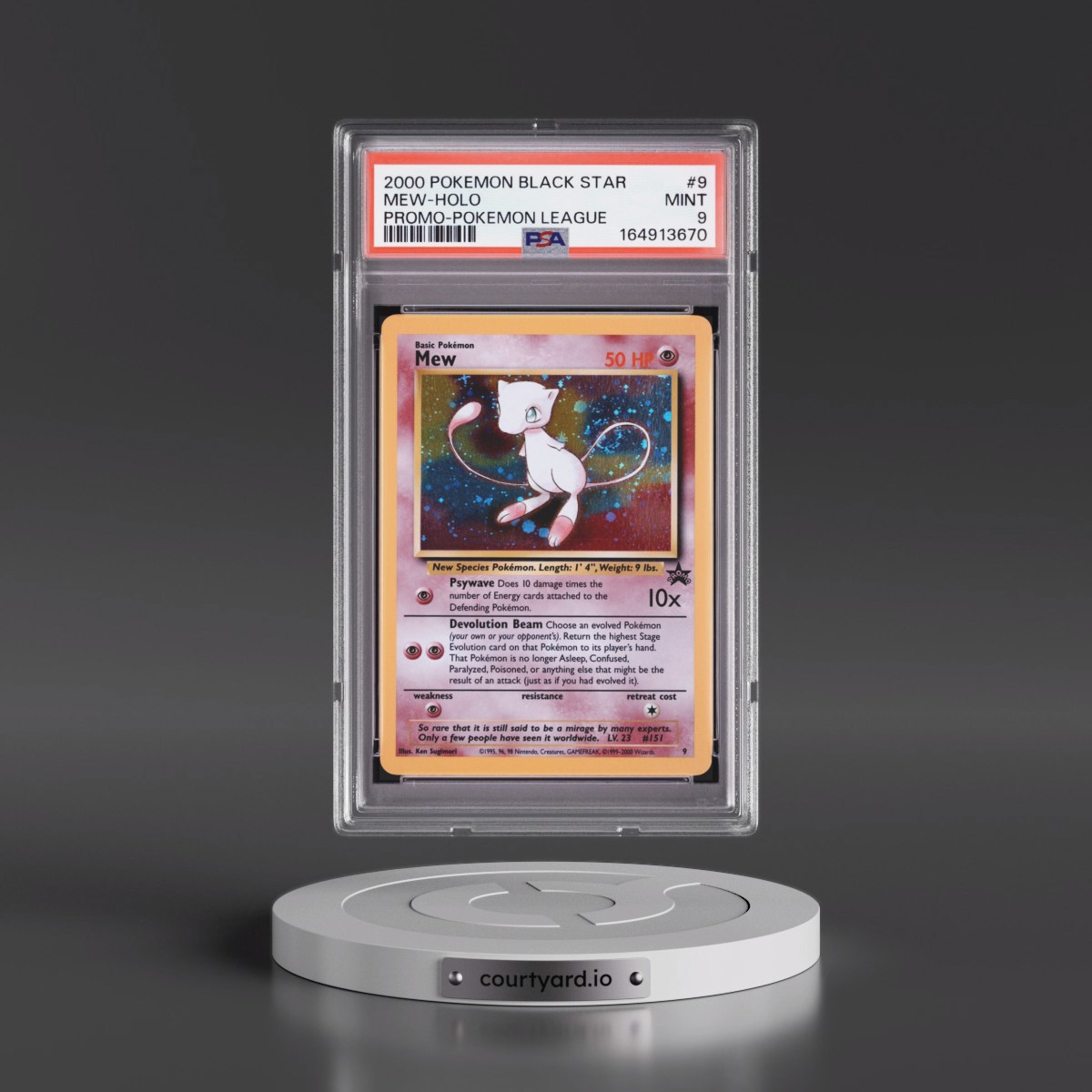 2000 Pokémon Promo Black Star #9 Mew - Holo Pokemon League (PSA 9 MINT)