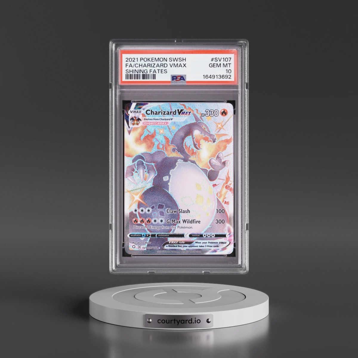 2021 Pokémon Sword & Shield Shining Fates #SV107 Charizard Vmax - Full Art (PSA 10 GEM MINT)