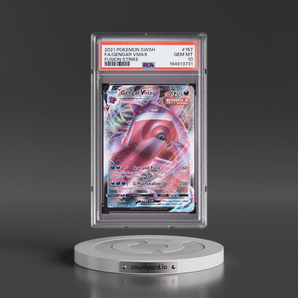 2021 Pokémon Sword & Shield Fusion Strike #157 Gengar Vmax - Full Art (PSA 10 GEM MINT)
