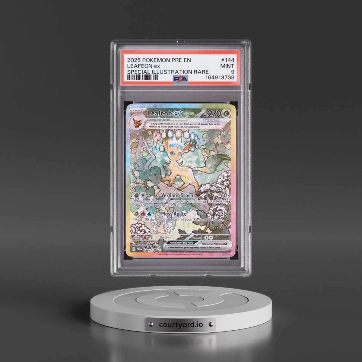 2025 Pokémon Pre EN-Prismatic Evolutions #144 Leafeon EX - Holo Special Illustration Rare (PSA 9 MINT)