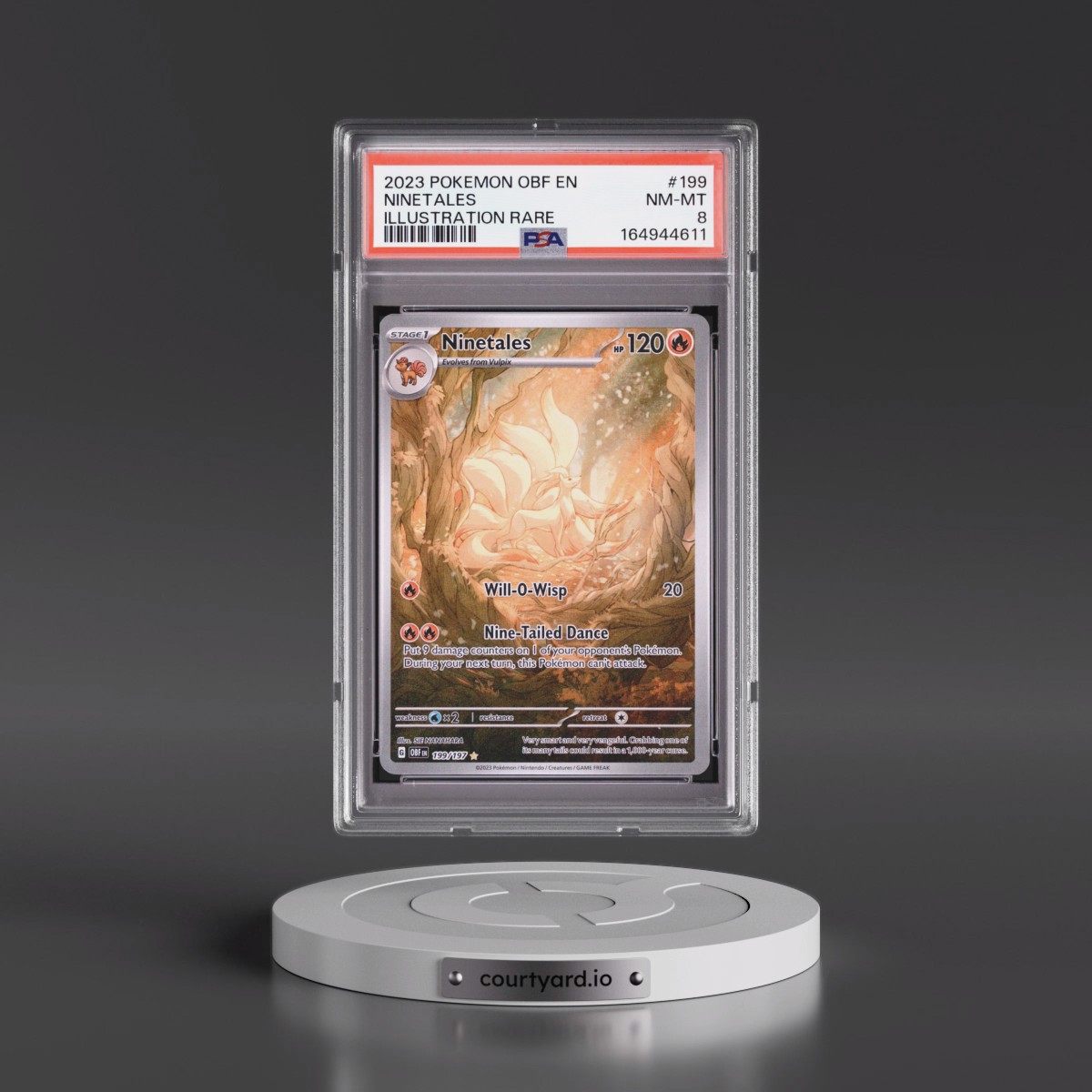 2023 Pokémon Obf EN-Obsidian Flames #199 Ninetales - Illustration Rare (PSA 8 NM-MT)