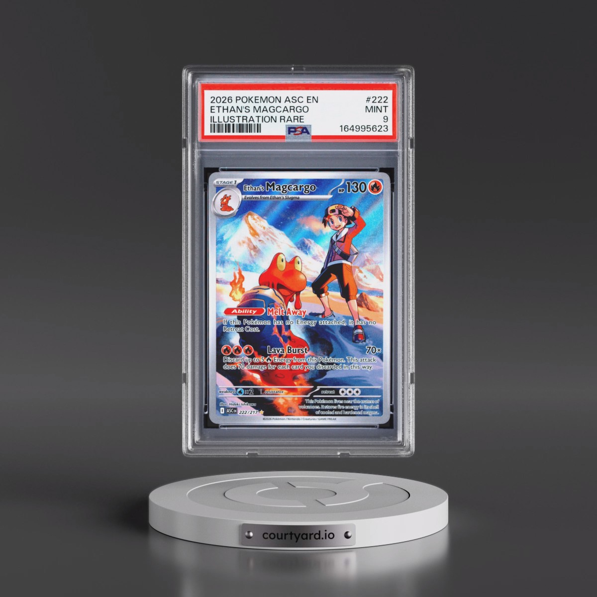 2026 Pokémon Asc EN-Ascended Heroes #222 Ethan's Magcargo - Illustration Rare (PSA 9 MINT)