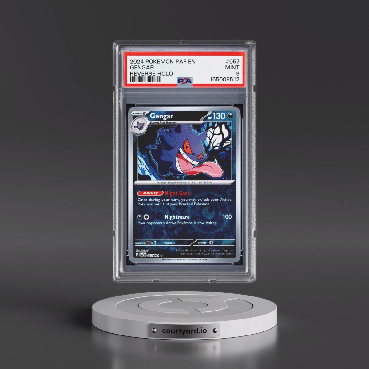 2024 Pokémon Paf EN-Paldean Fates #057 Gengar - Reverse Holo (PSA 9 MINT)