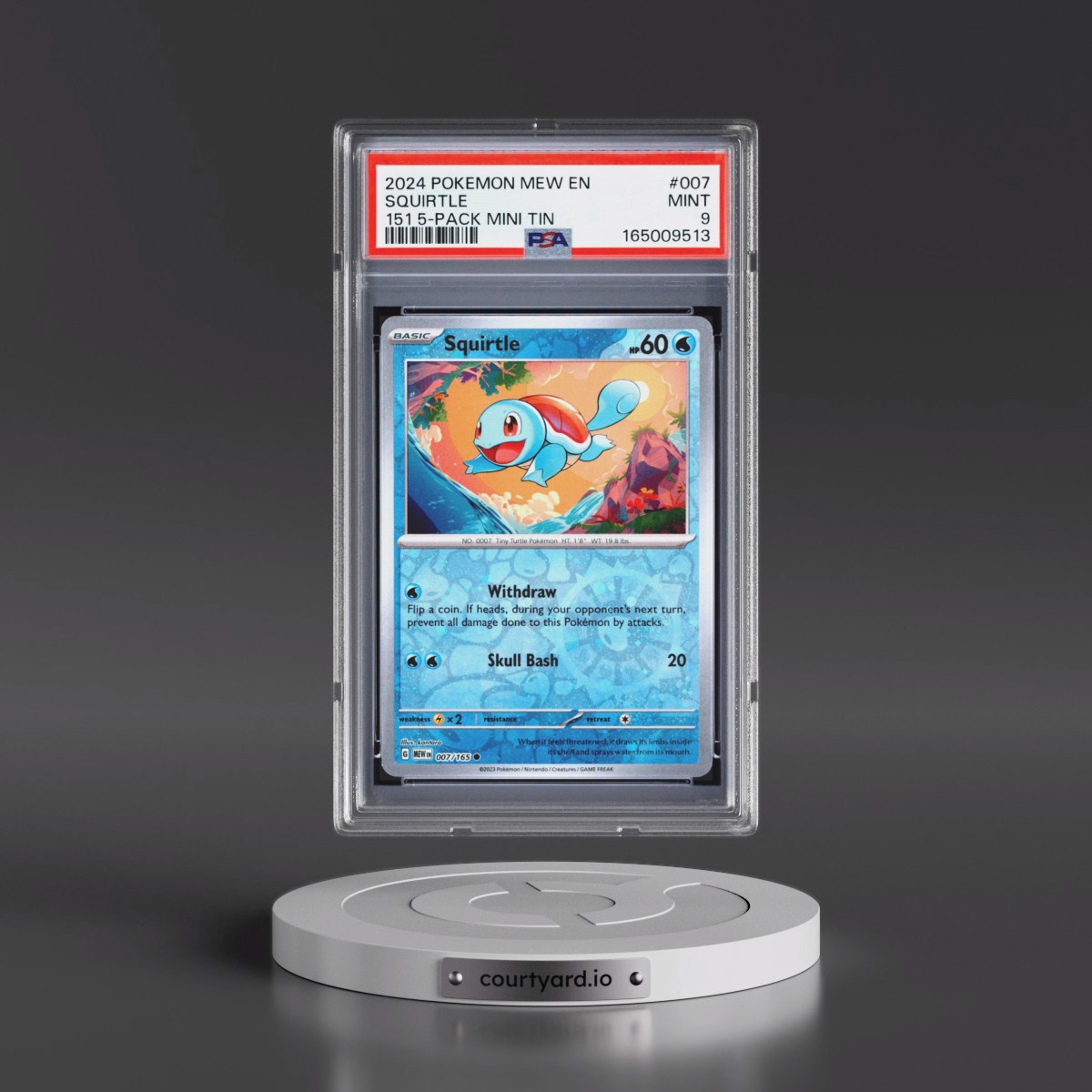 2024 Pokémon Mew EN-151 #007 Squirtle - 151 5-Pack Mini Tin (PSA 9 MINT)