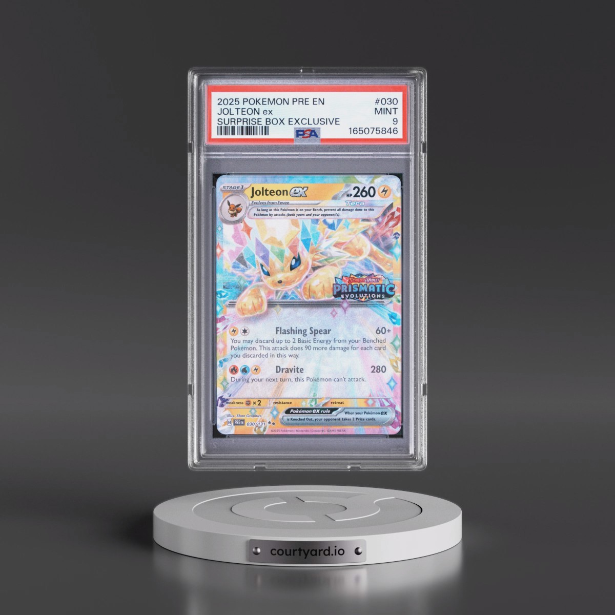 2025 Pokémon Pre EN-Prismatic Evolutions #030 Jolteon EX - Holo Surprise Box Exclusive (PSA 9 MINT)