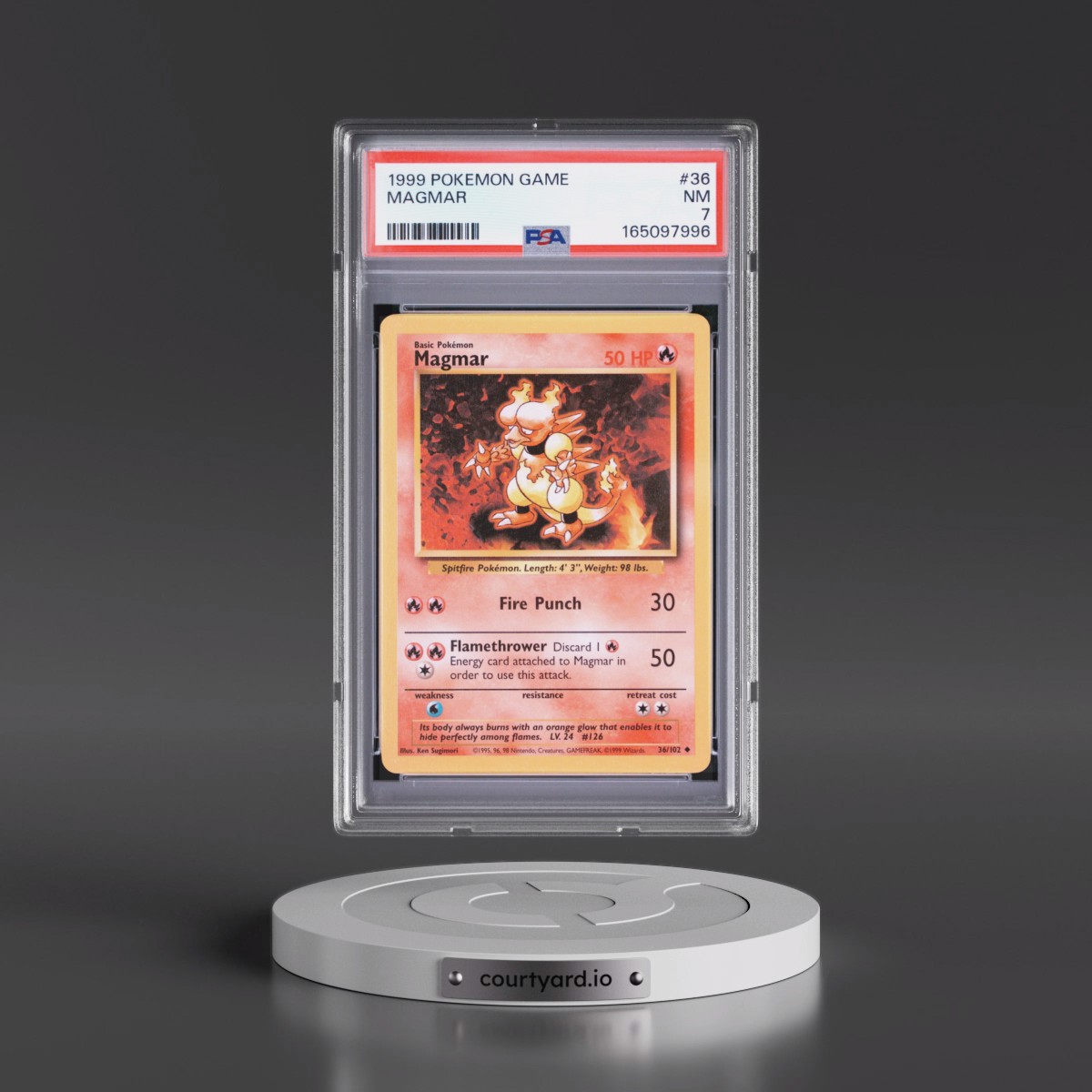 1999 Pokémon Game #36 Magmar (PSA 7 NM)
