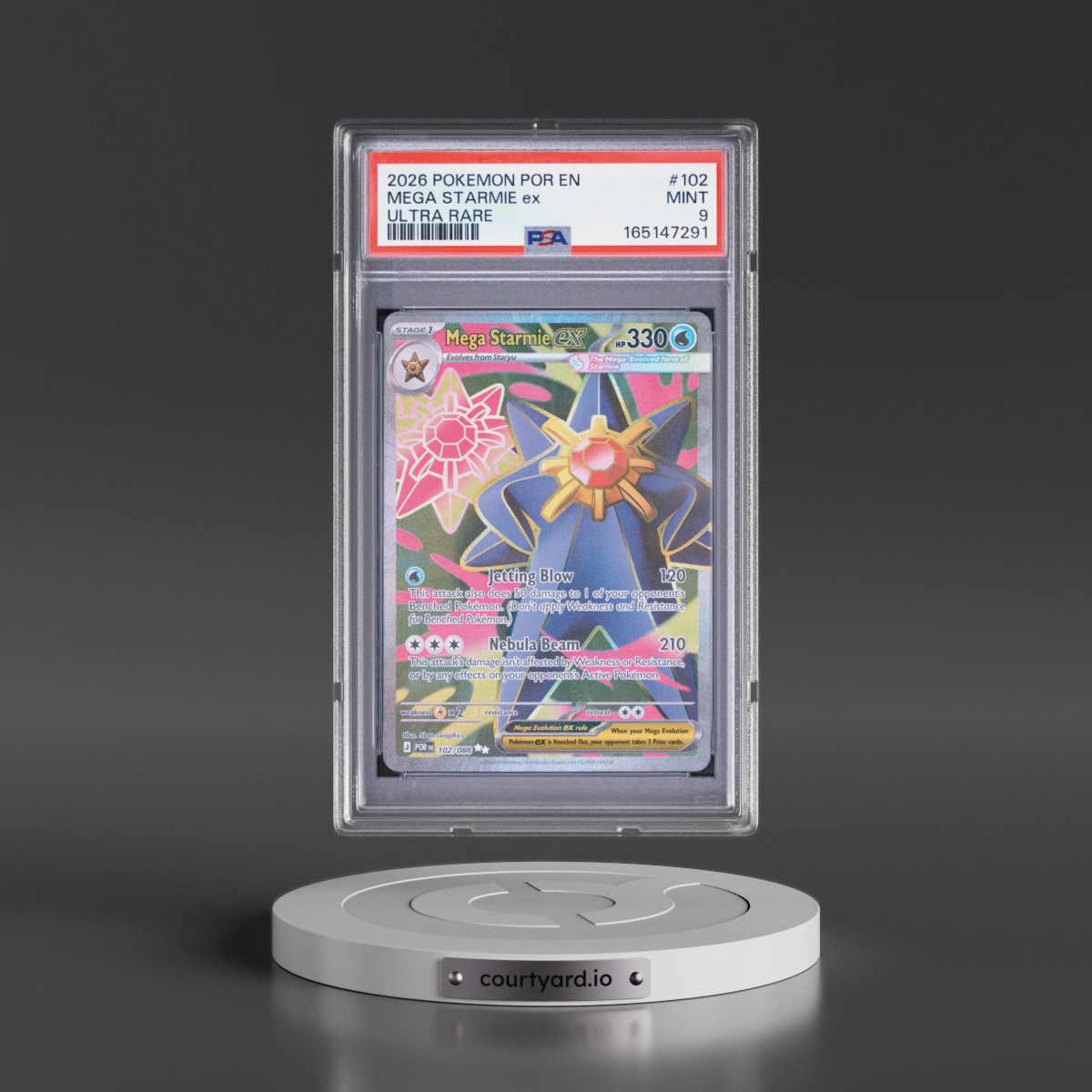 2026 Pokémon Por EN-Perfect Order #102 Mega Starmie EX - Holo Ultra Rare (PSA 9 MINT)