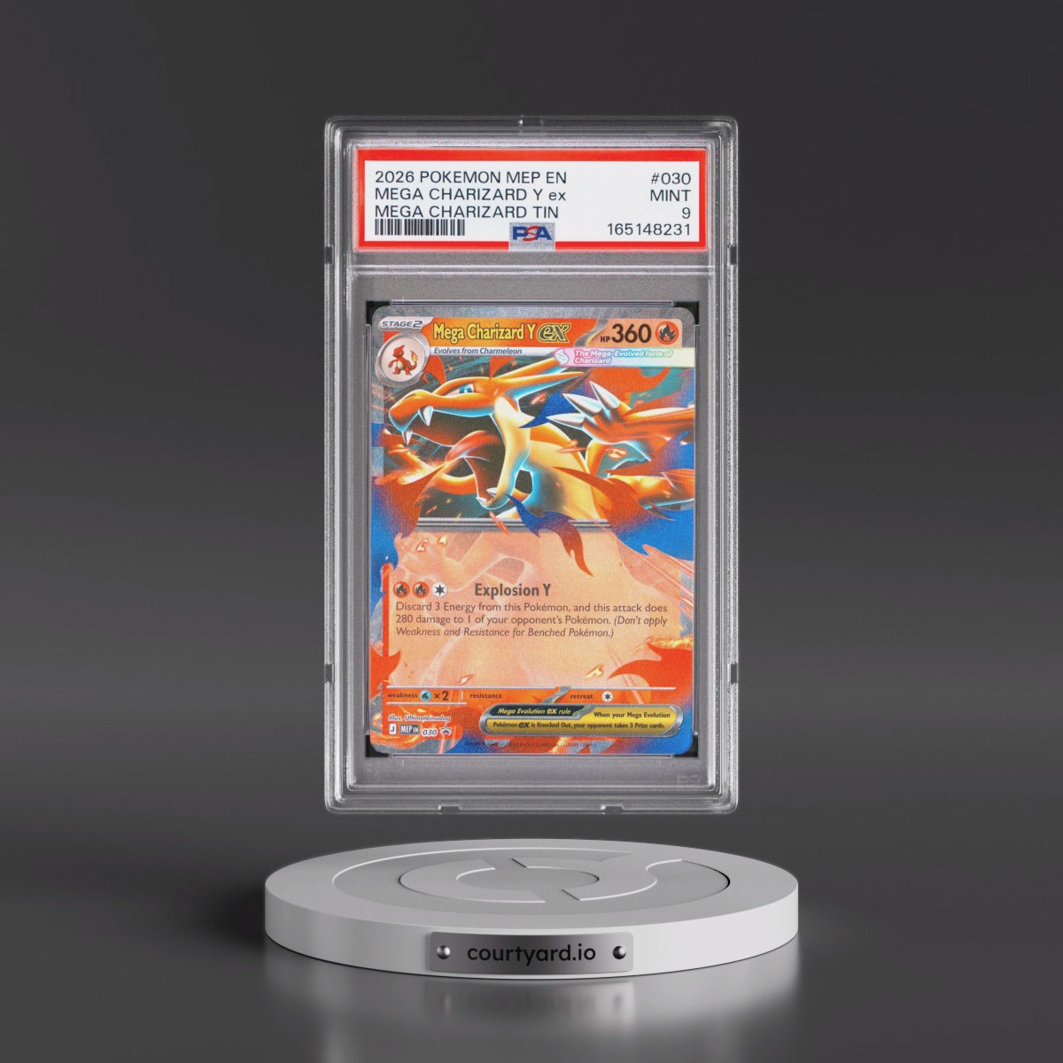 2026 Pokémon Mep EN-Me Black Star Promo #030 Mega Charizard Y EX - Holo Mega Charizard Tin (PSA 9 MINT)