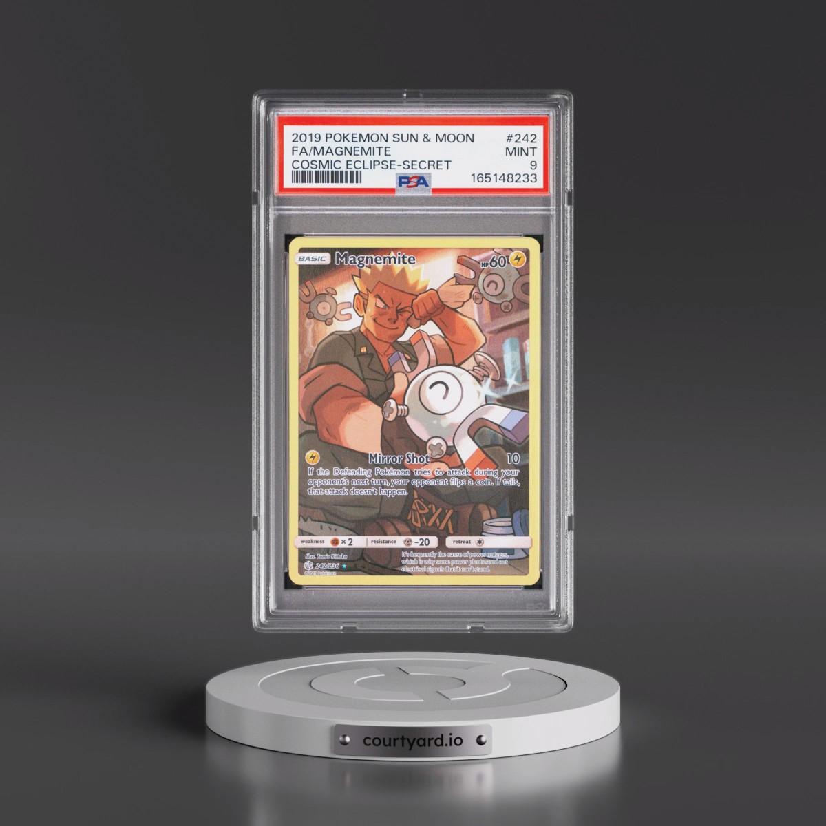 2019 Pokémon Sun & Moon Cosmic Eclipse #242 Magnemite - Full Art Secret (PSA 9 MINT)