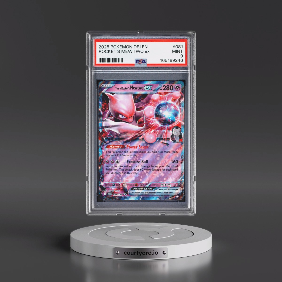 2025 Pokémon Dri EN-Destined Rivals #081 Team Rocket's Mewtwo EX - Holo (PSA 9 MINT)
