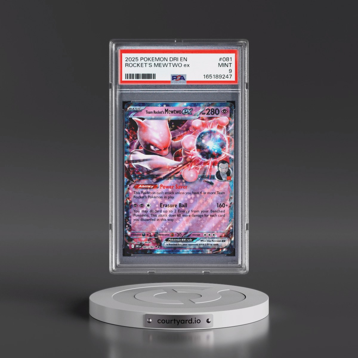 2025 Pokémon Dri EN-Destined Rivals #081 Team Rocket's Mewtwo EX - Holo (PSA 9 MINT)