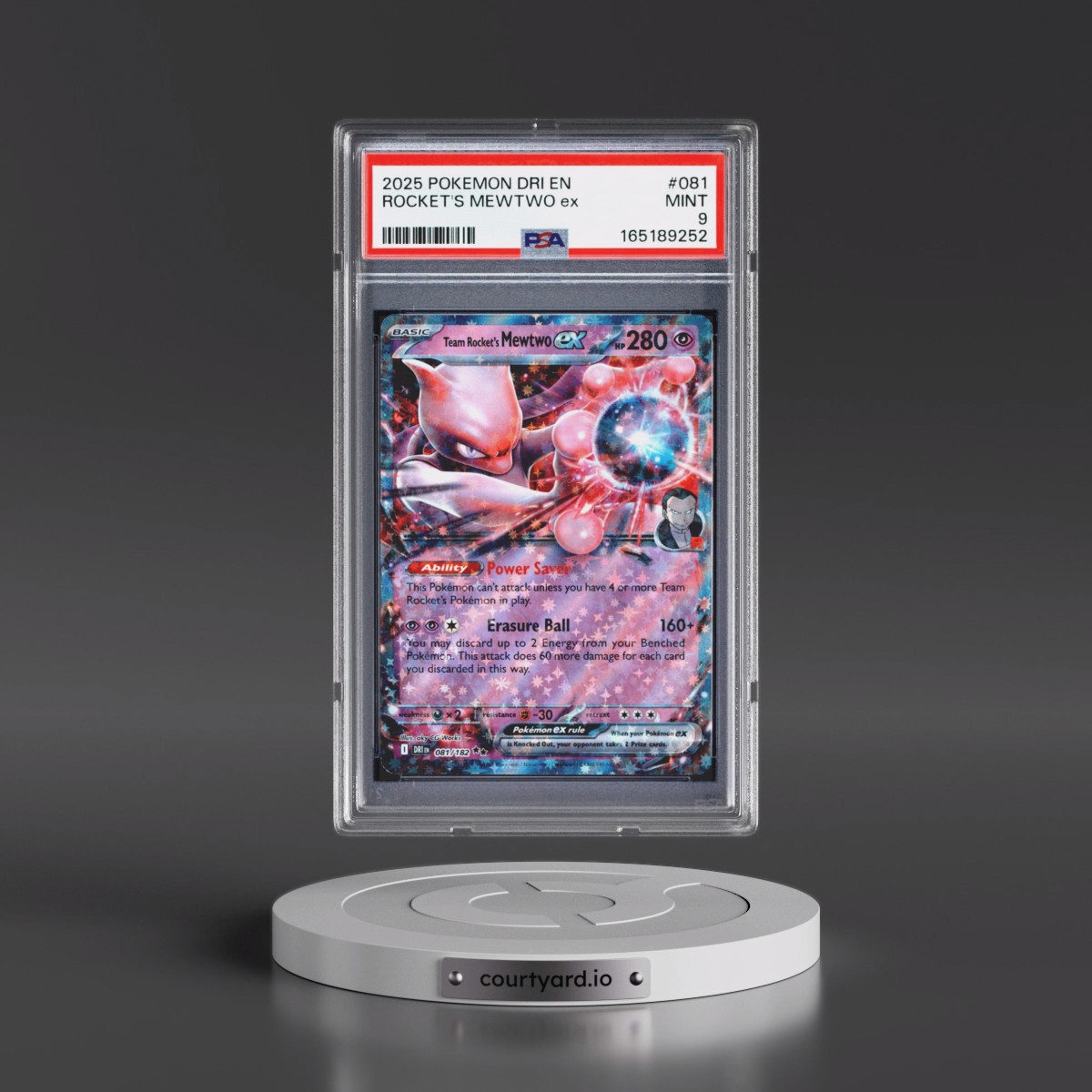 2025 Pokémon Dri EN-Destined Rivals #081 Team Rocket's Mewtwo EX - Holo (PSA 9 MINT)