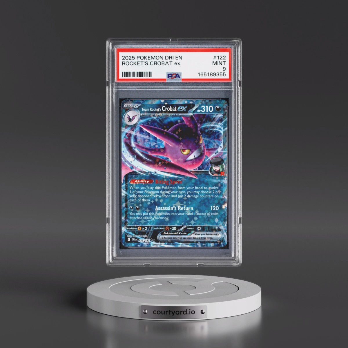 2025 Pokémon Dri EN-Destined Rivals #122 Team Rocket's Crobat EX - Holo (PSA 9 MINT)