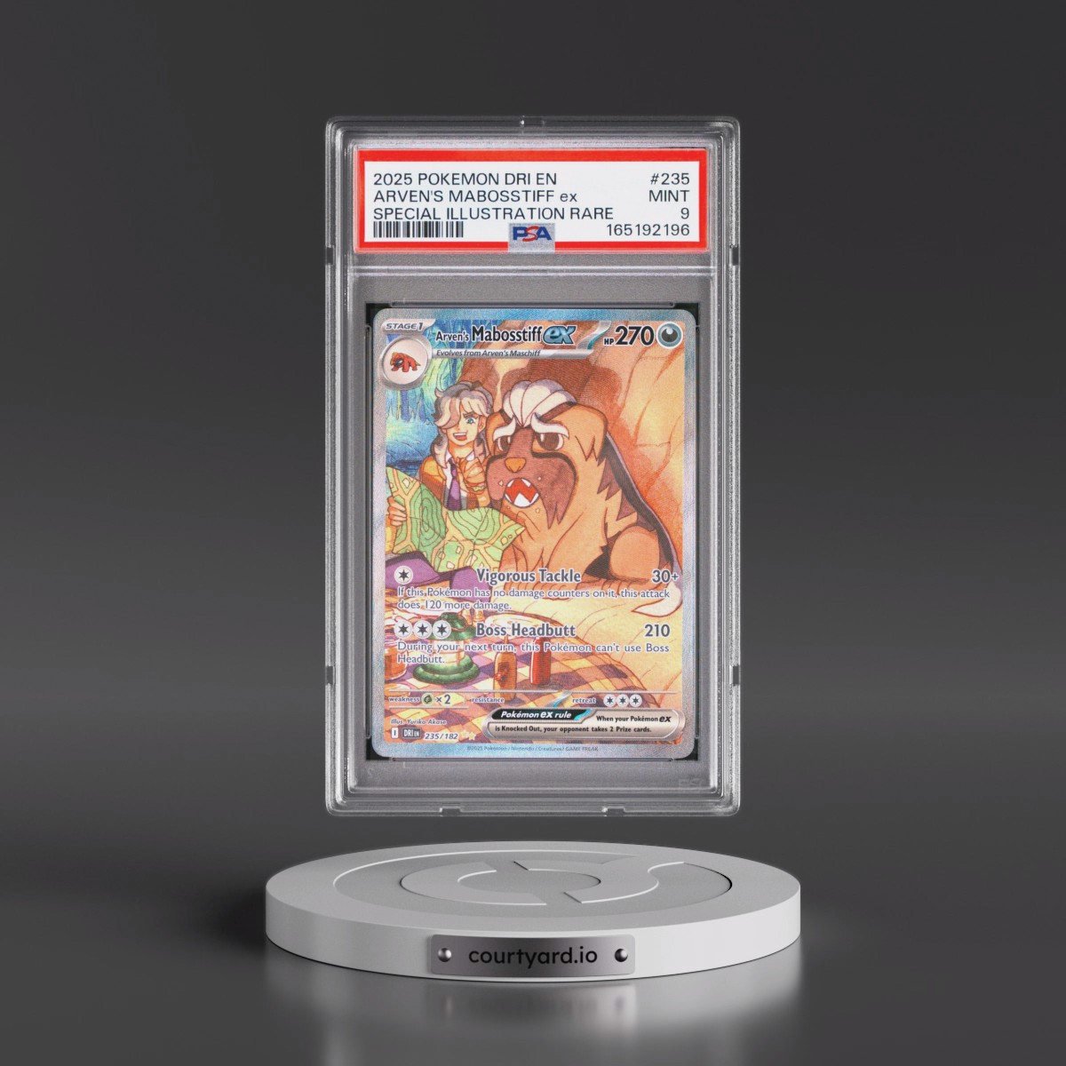 2025 Pokémon Dri EN-Destined Rivals #235 Arven's Mabosstiff EX - Holo Special Illustration Rare (PSA 9 MINT)