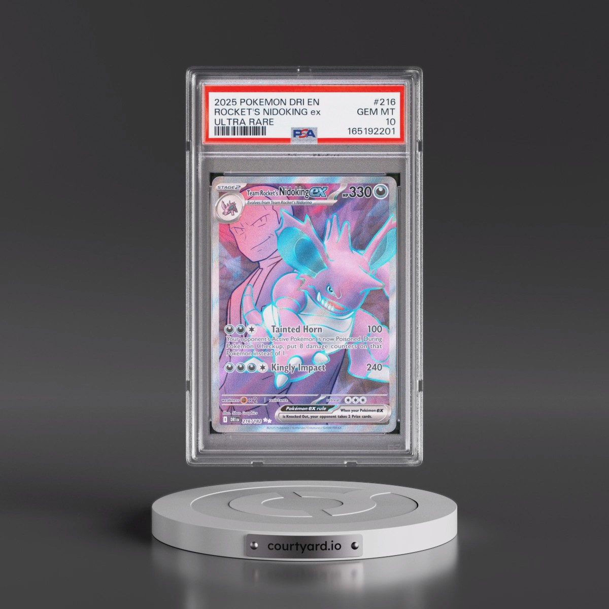 2025 Pokémon Dri EN-Destined Rivals #216 Team Rocket's Nidoking EX - Holo Ultra Rare (PSA 10 GEM MINT)