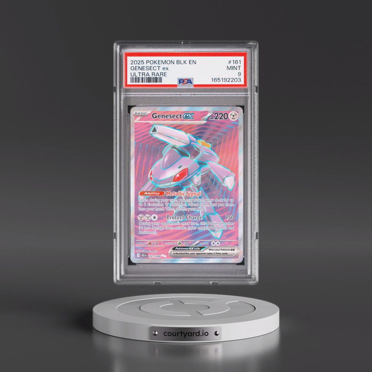 2025 Pokémon Blk EN-Black Bolt #161 Genesect EX - Holo Ultra Rare (PSA 9 MINT)