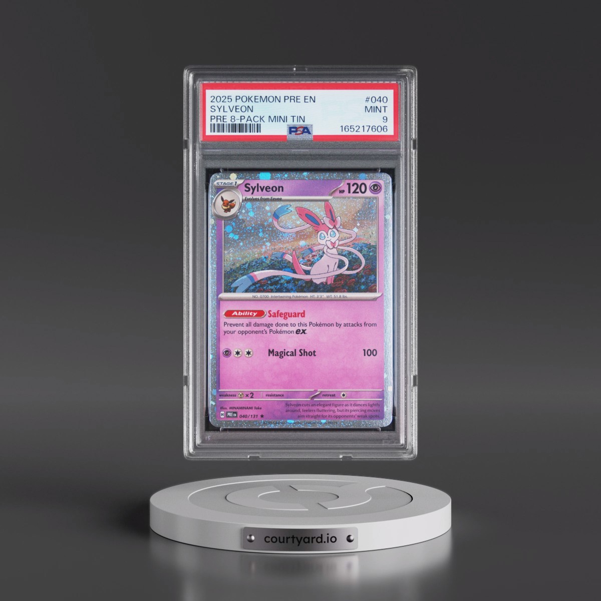 2025 Pokémon Pre EN-Prismatic Evolutions #040 Sylveon - Prismatic Evolutions 8-Pack Mini Tin (PSA 9 MINT)