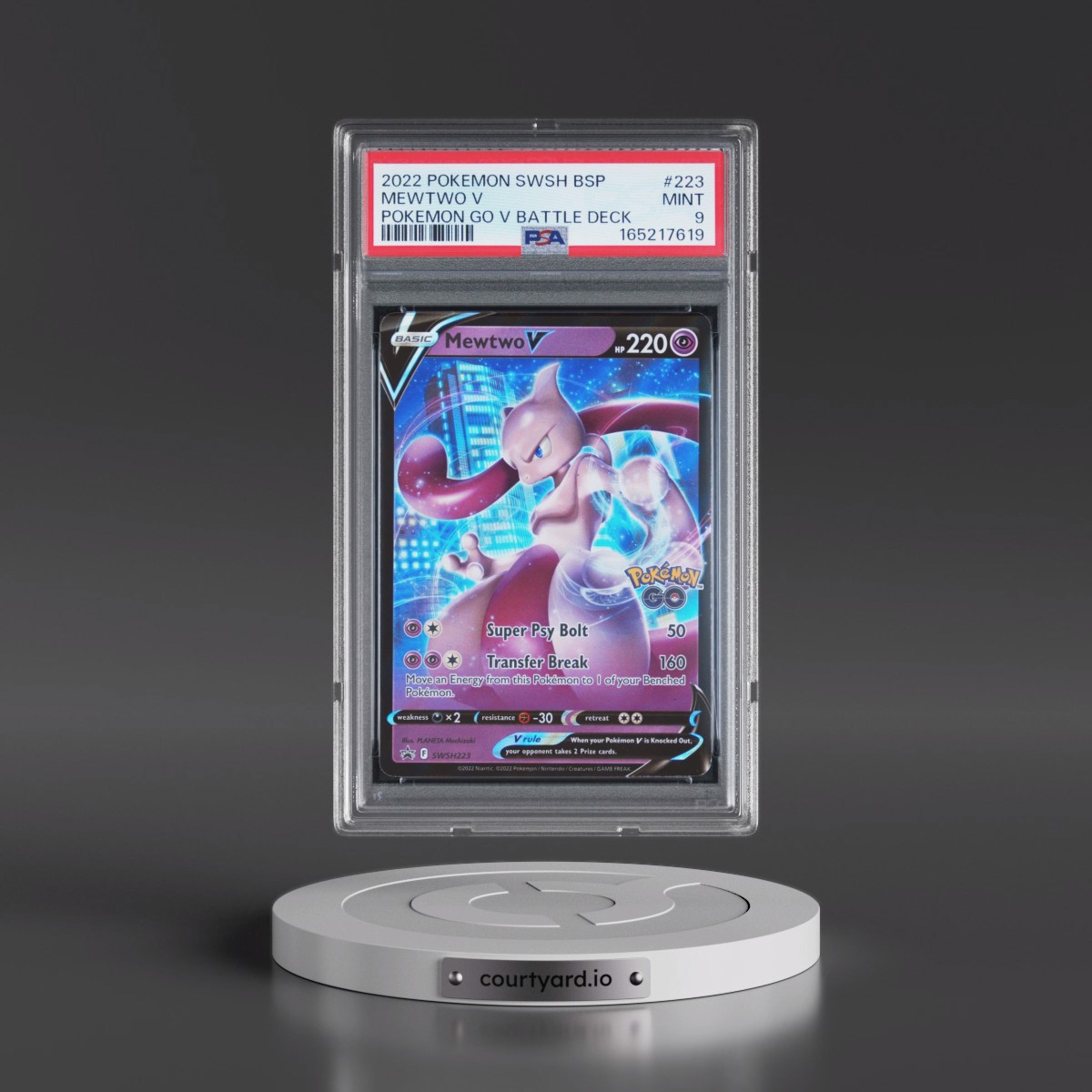 2022 Pokémon Swsh Black Star Promo #223 Mewtwo V - Holo Pokemon Go V Battle Deck (PSA 9 MINT)