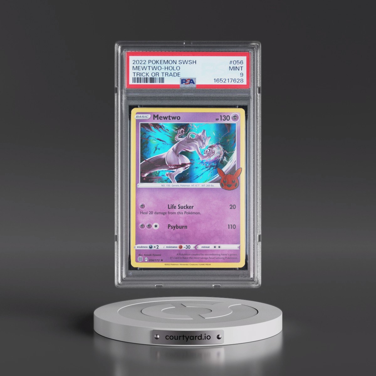 2022 Pokémon Sword & Shield Brilliant Stars #056 Mewtwo - Holo Trick or Trade 2022 (PSA 9 MINT)