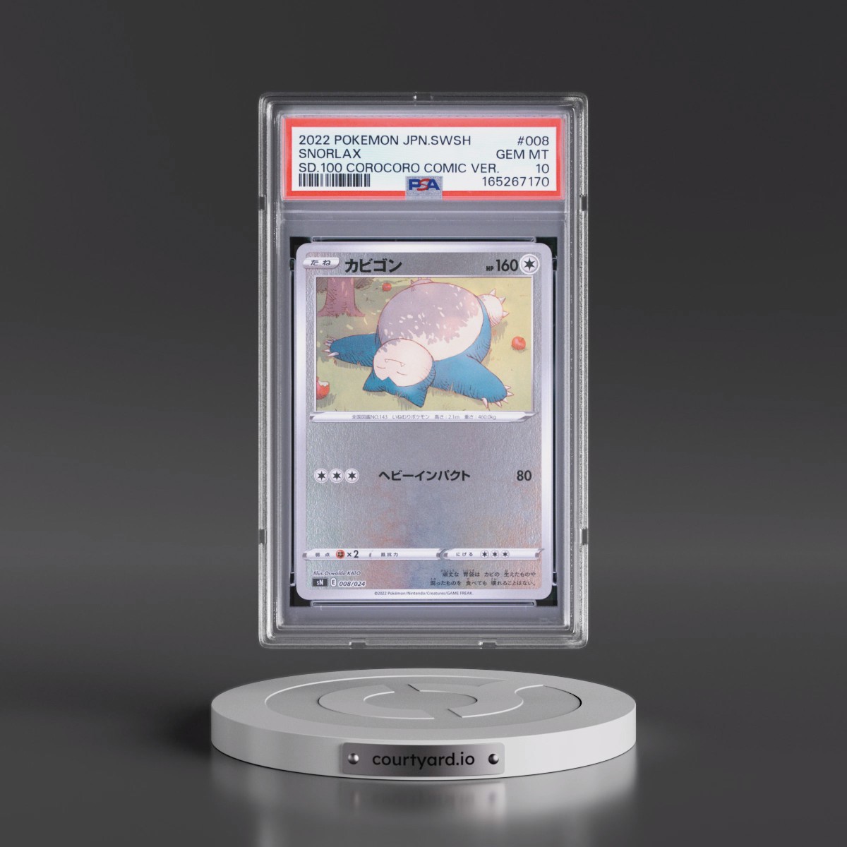 2022 Pokémon Sword & Shield Start Deck 100 Corocoro Comic Version #008 Snorlax (PSA 10 GEM MINT)