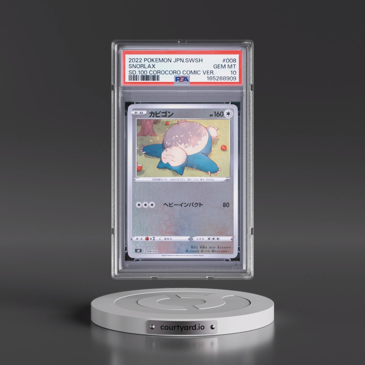 2022 Pokémon Sword & Shield Start Deck 100 Corocoro Comic Version #008 Snorlax (PSA 10 GEM MINT)