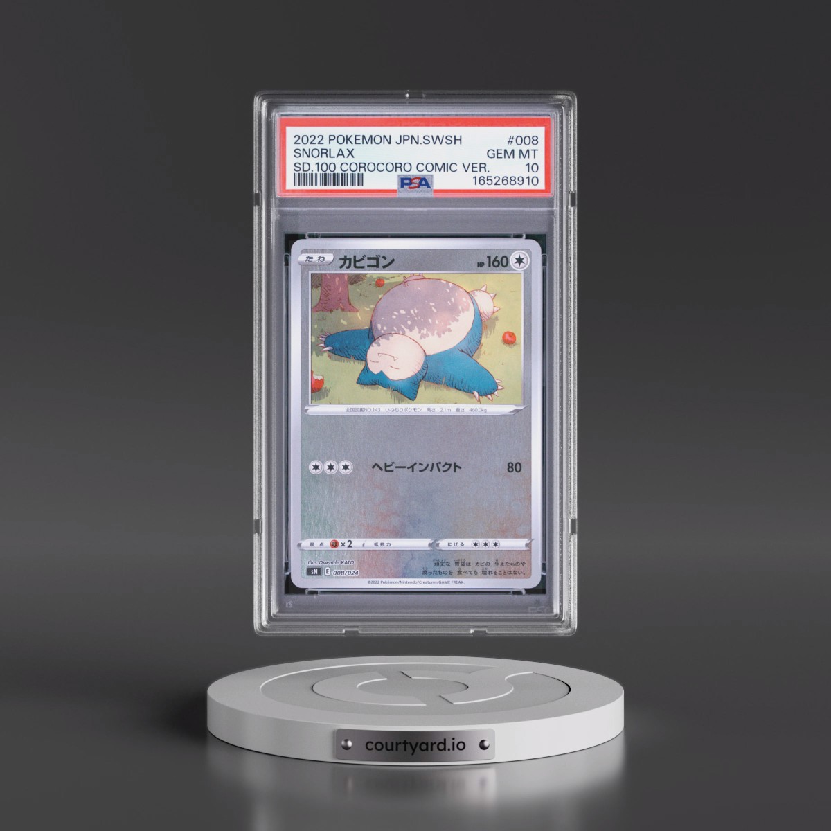 2022 Pokémon Sword & Shield Start Deck 100 Corocoro Comic Version #008 Snorlax (PSA 10 GEM MINT)