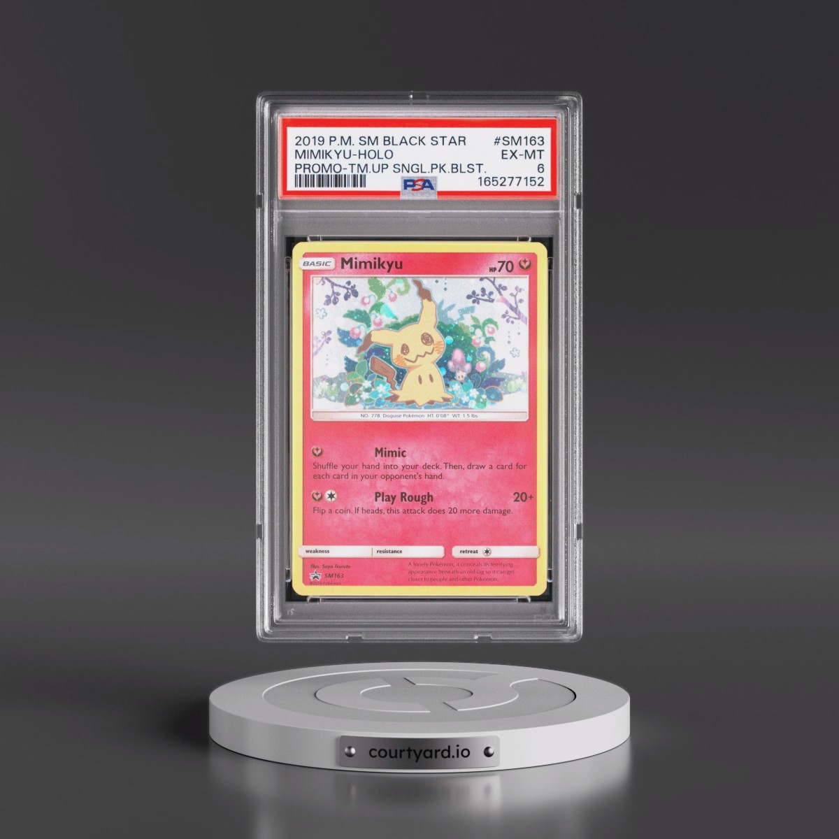 2019 Pokémon SM Black Star Promo #SM163 Mimikyu - Holo Team Up Single Pack Blisters (PSA 6 EX-MT)