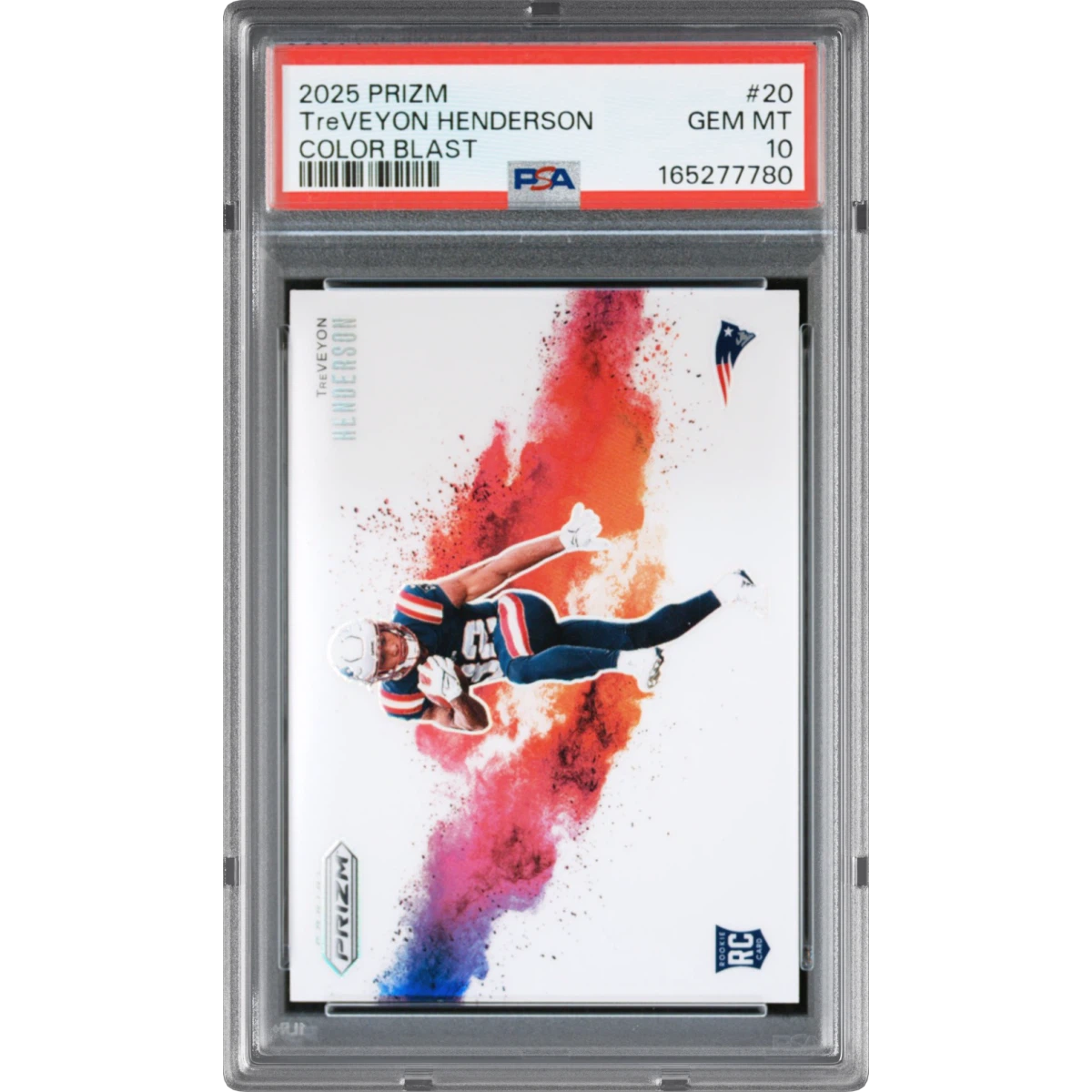 2025 Panini Prizm Color Blast #20 Treveyon Henderson, PSA 10