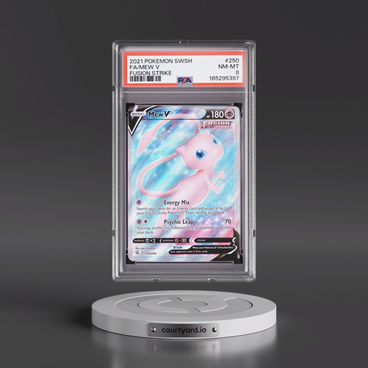 2021 Pokémon Sword & Shield Fusion Strike #250 Mew V - Holo Full Art (PSA 8 NM-MT)