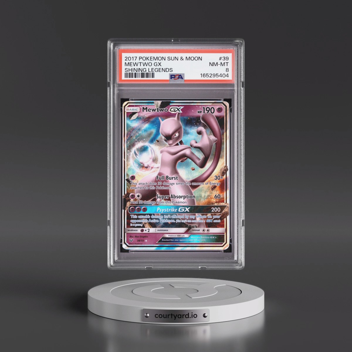 2017 Pokémon Sun & Moon Shining Legends #39 Mewtwo GX - Holo (PSA 8 NM-MT)