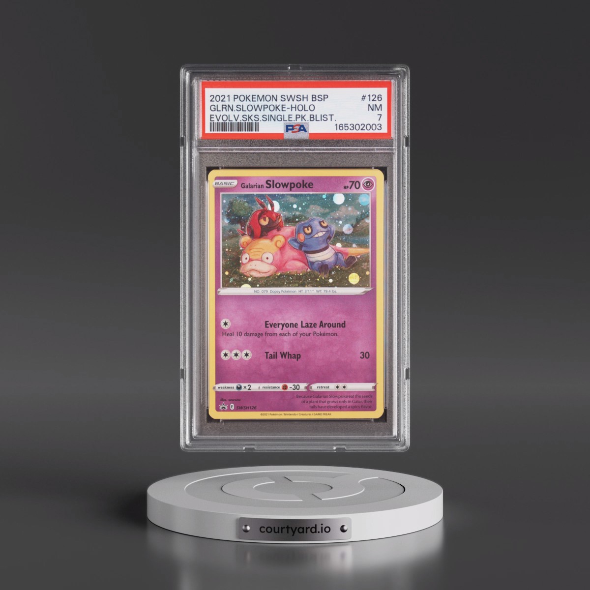 2021 Pokémon Swsh Black Star Promo Galarian Slowpoke - Holo Evolving Skies Single Pack Blisters #126 PSA 7