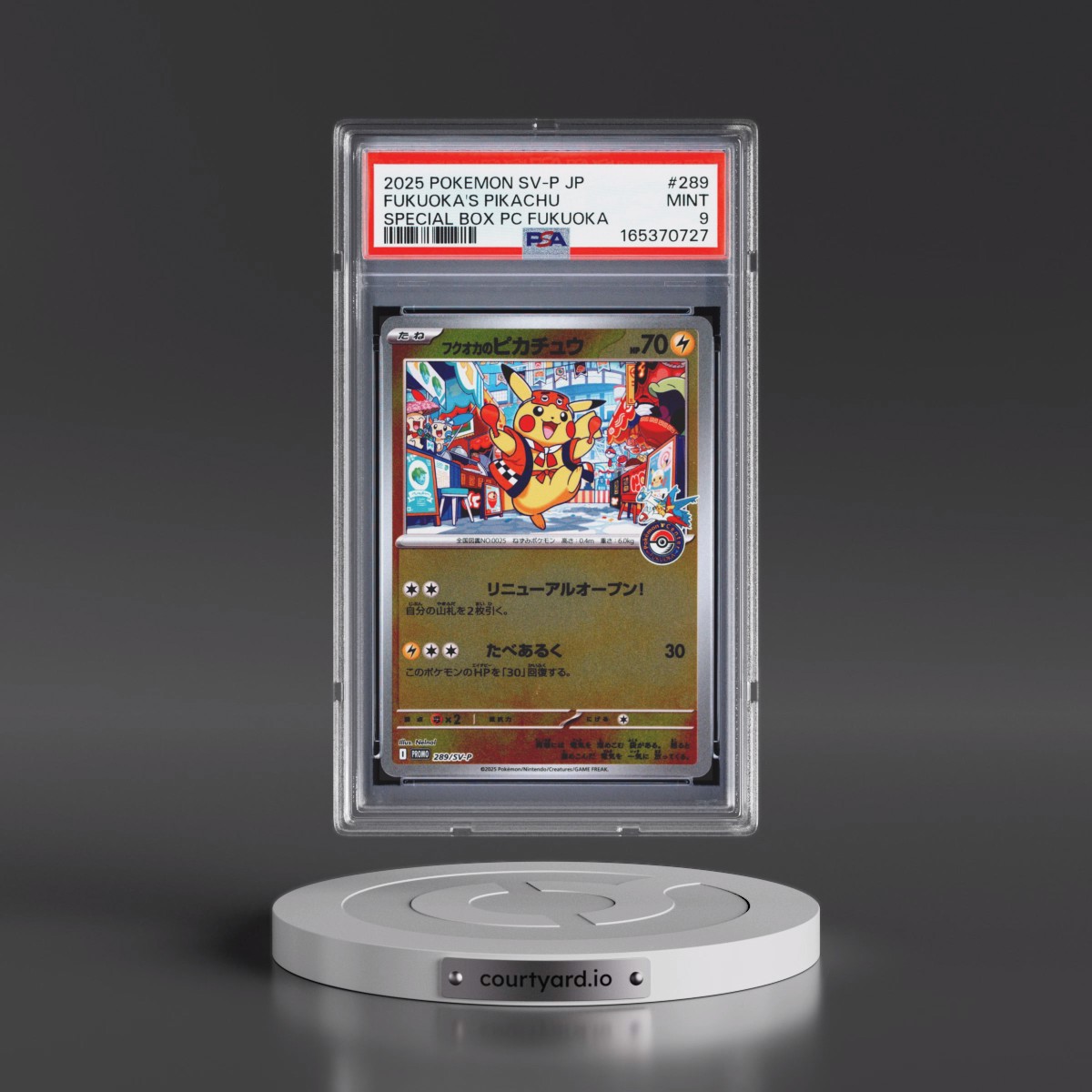 2025 Pokémon SV-P Promo #289 Fukuoka's Pikachu - Special Box Pokemon Center Fukuoka (PSA 9 MINT)