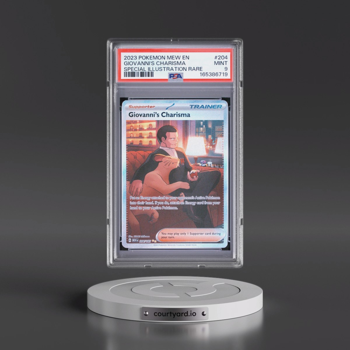 2023 Pokémon Mew EN-151 #204 Giovanni's Charisma - Special Illustration Rare (PSA 9 MINT)
