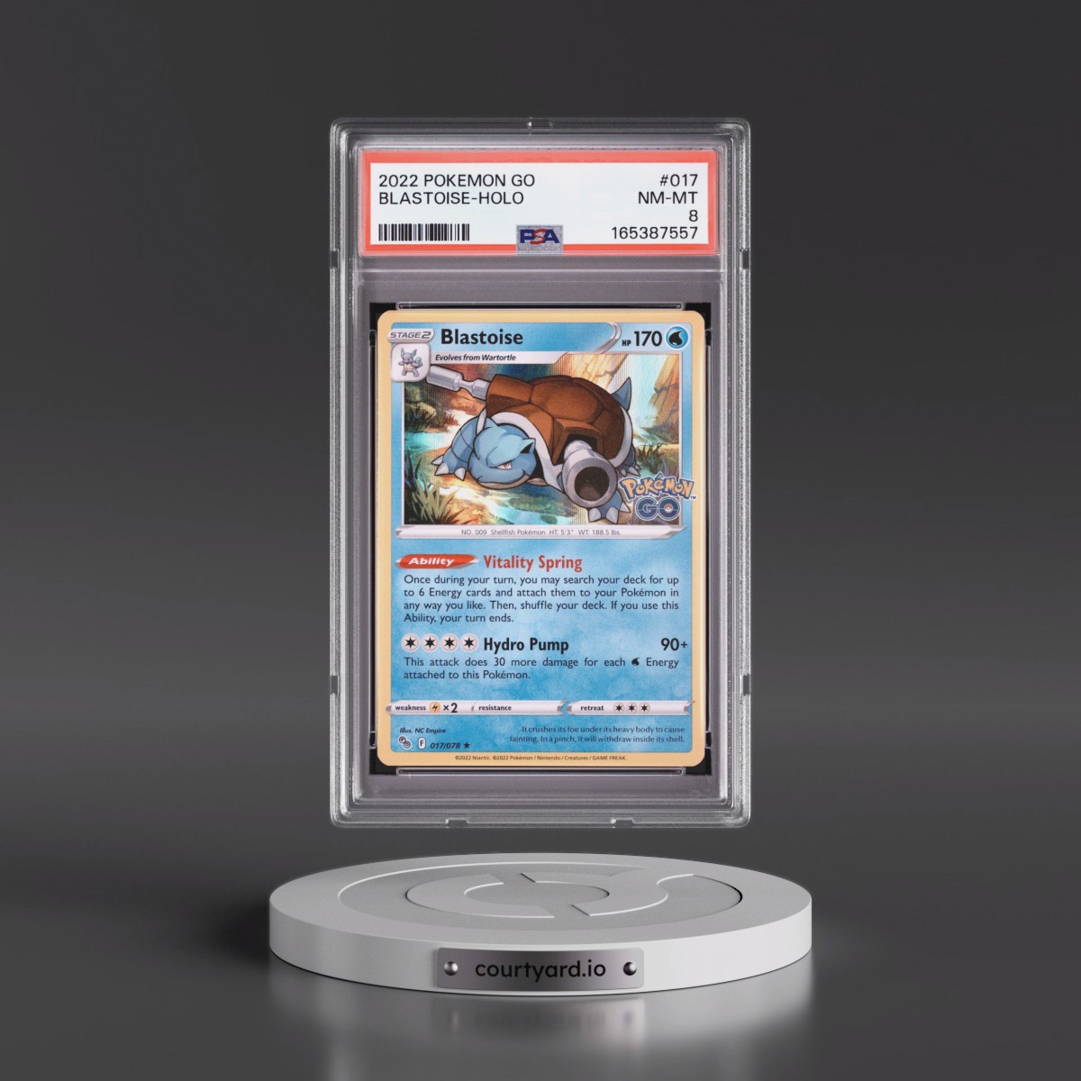 2022 Pokémon Go #017 Blastoise - Holo (PSA 8 NM-MT)