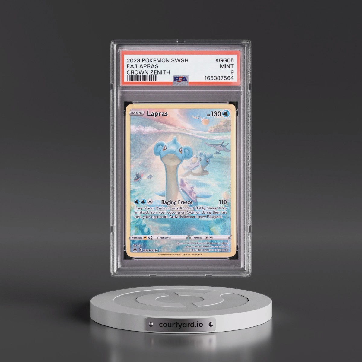 2023 Pokémon Sword and Shield Crown Zenith #GG05 Lapras - Full Art (PSA 9 MINT)