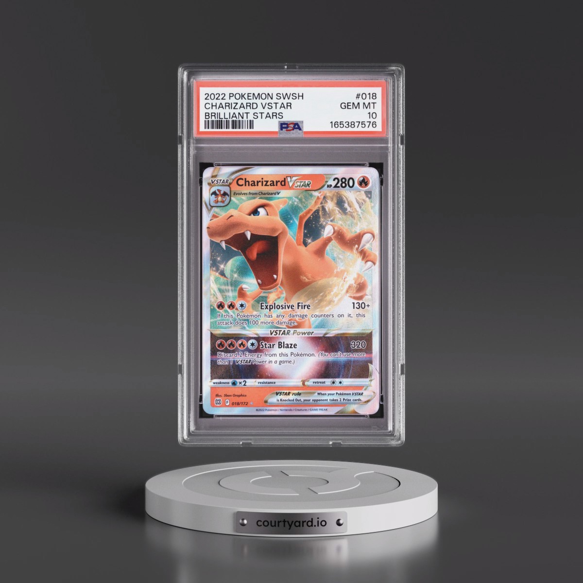 2022 Pokémon Sword & Shield Brilliant Stars #018 Charizard Vstar (PSA 10 GEM MINT)