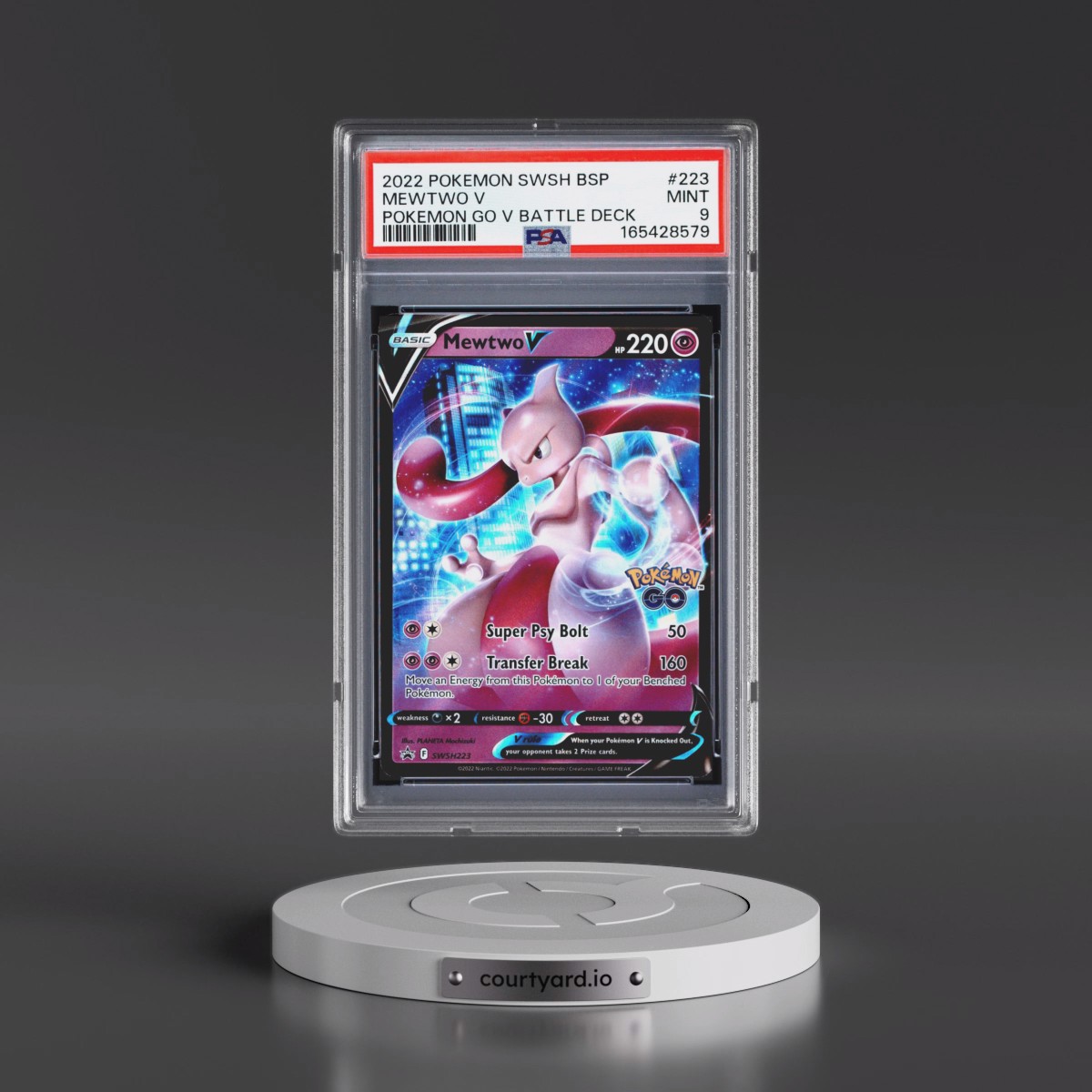 2022 Pokémon Swsh Black Star Promo #223 Mewtwo V - Holo Pokemon Go V Battle Deck (PSA 9 MINT)