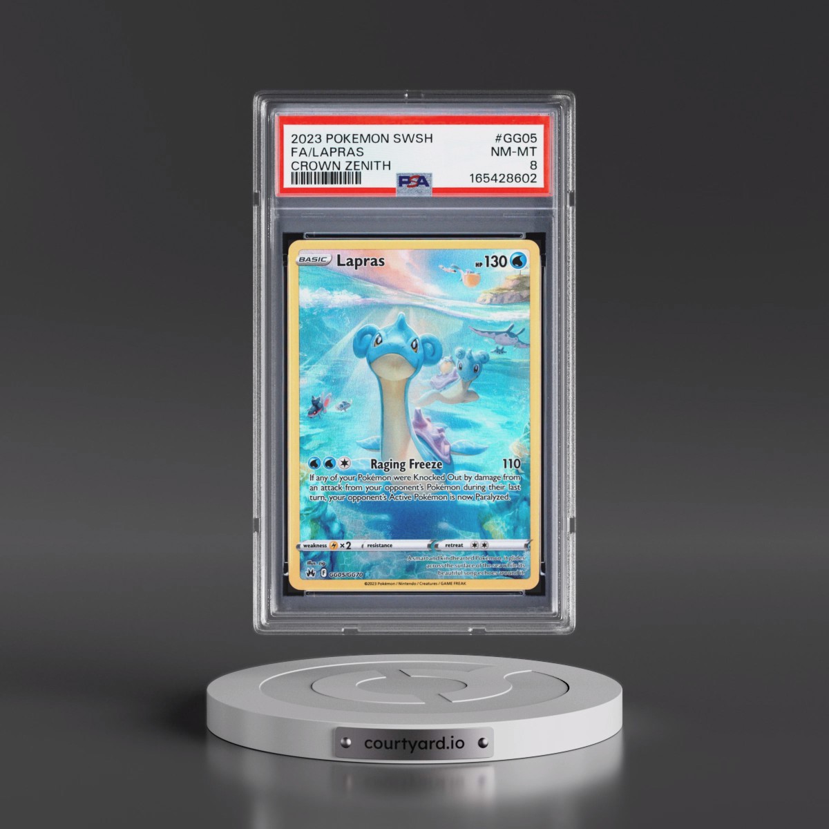 2023 Pokémon Sword and Shield Crown Zenith #GG05 Lapras - Full Art (PSA 8 NM-MT)